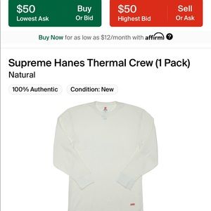 Supreme Hanes Thermal Crew